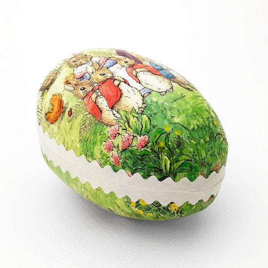 4-1/2" Peter Rabbit Bunny Family Papier Mache Easter Egg Container ~ Germany